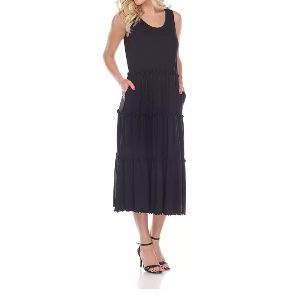 White Mark Black Sleeveless Midi Dress sz Medium